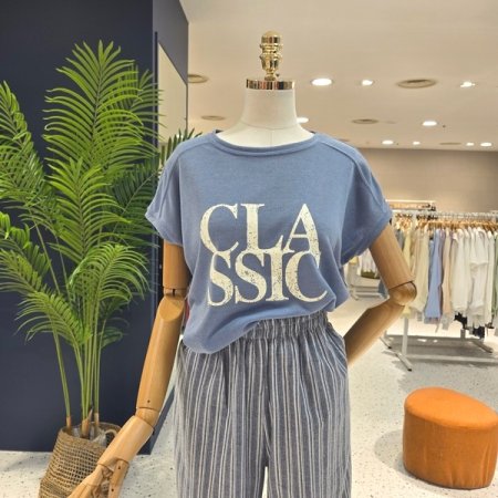 클래식 린넨 캡소매티셔츠