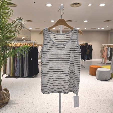 단가라 린넨혼방 민소매니트