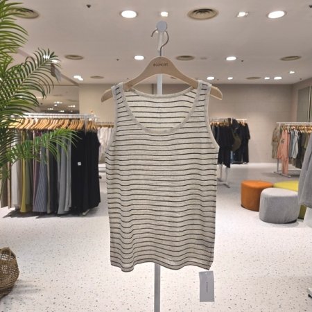 단가라 린넨혼방 민소매니트