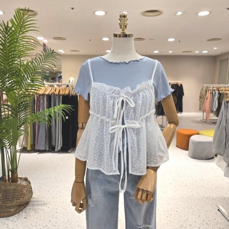 레이스 뷔스티에세트 반팔티셔츠