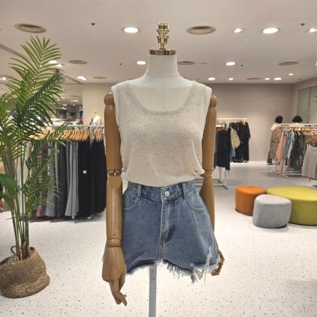 무지 린넨혼방 민소매니트