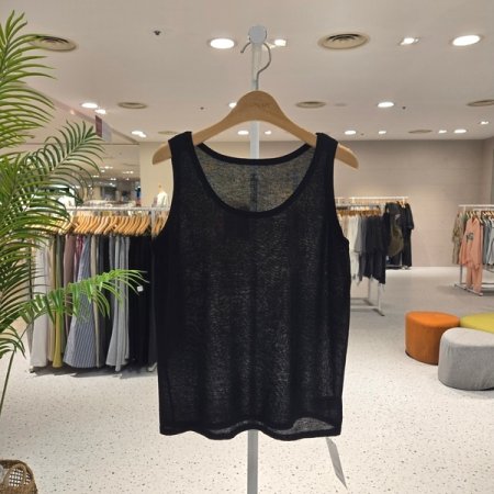 무지 린넨혼방 민소매니트