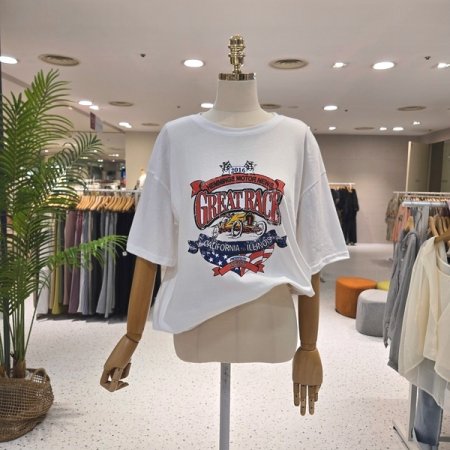 루즈핏 레이싱 반팔티셔츠