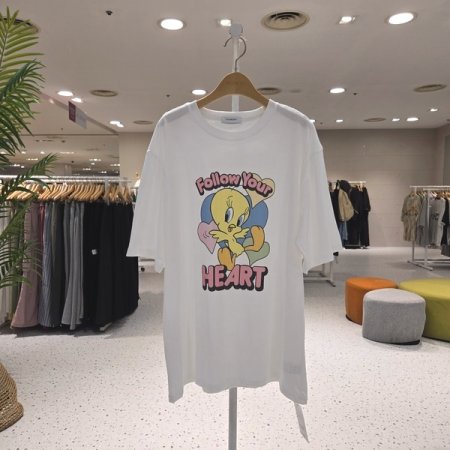 루즈핏 하트 트위 반팔티셔츠