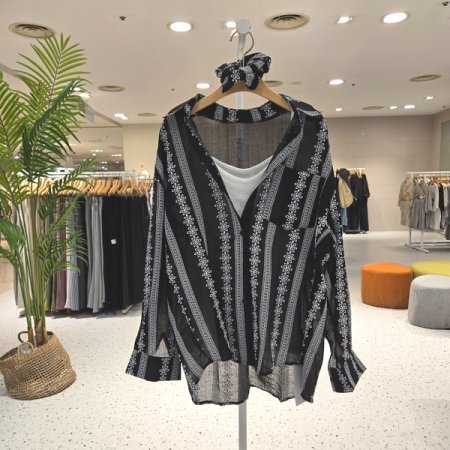 보리자수 민소매 세트셔츠