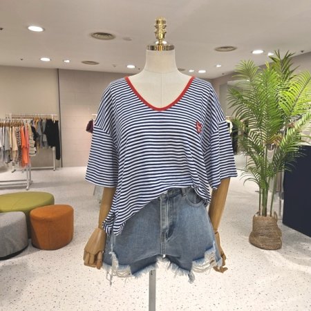 쿨 단가라 하트패치 티셔츠