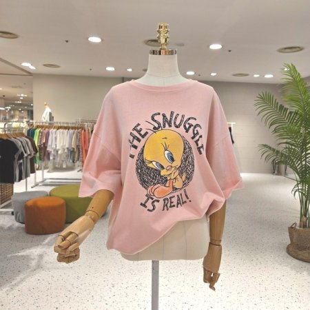 루즈핏 스케치트위 반팔티셔츠