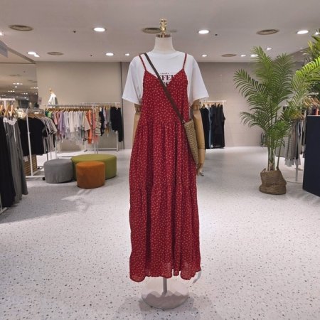 쉬폰 하트 싸리꽃 끈원피스