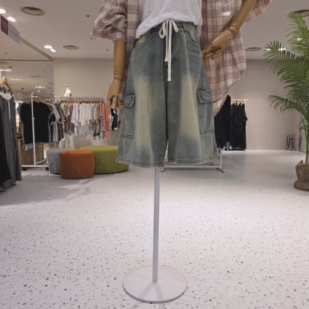 허리끈 버뮤다 데님팬츠