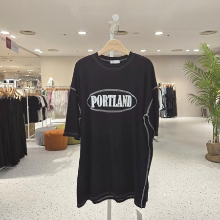 루즈핏 아웃스티치 포트반팔티셔츠