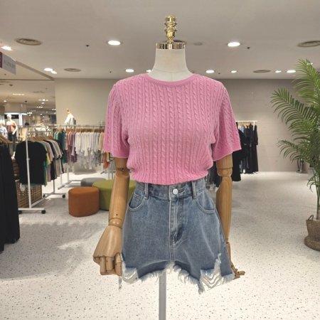 썸머 이숍 꽈반팔 니트티셔츠