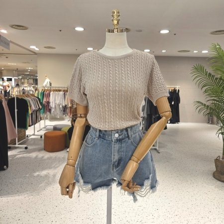 썸머 이숍 꽈반팔 니트 티셔츠