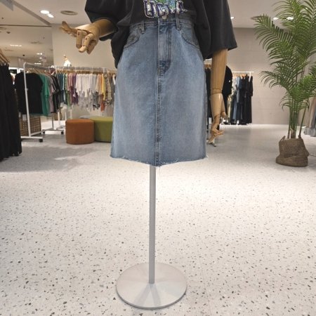 밑단컷팅 데님스커트