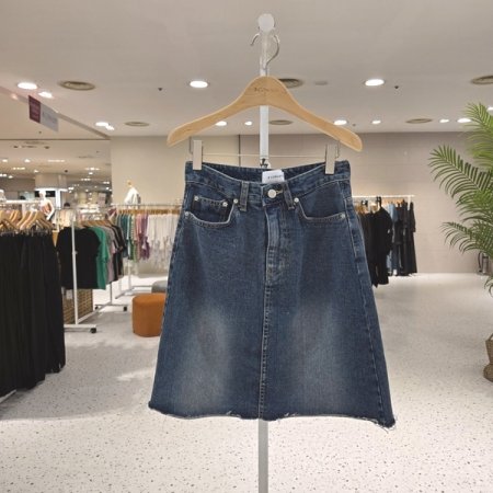 밑단컷팅 데님스커트