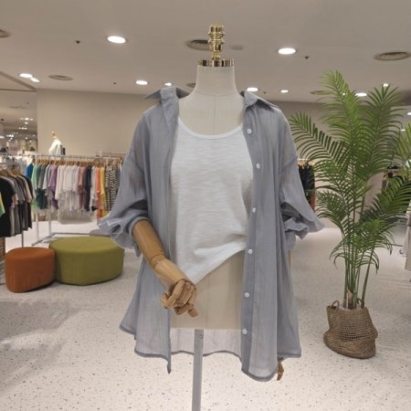 루즈핏 시스루 오레오셔츠