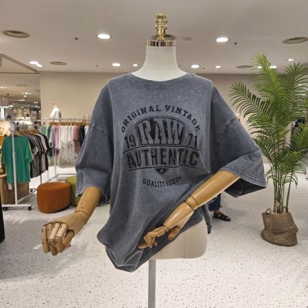 빈티지 워싱 라우반팔티셔츠