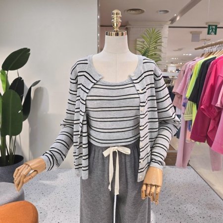 민소매세트 라운드 단가디건