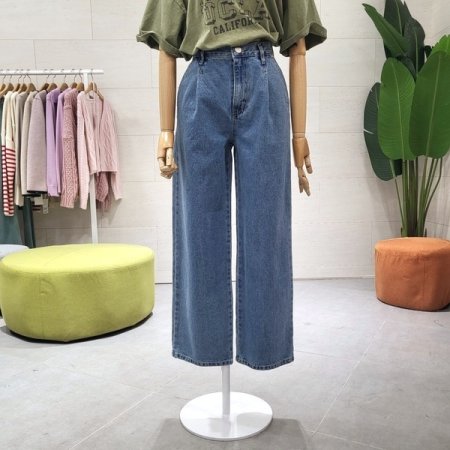 핀턱와이드 뒷밴딩 데님팬츠