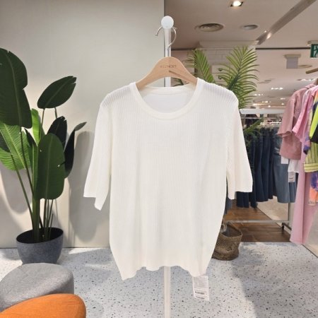 소프트 라운드 골지반팔니트