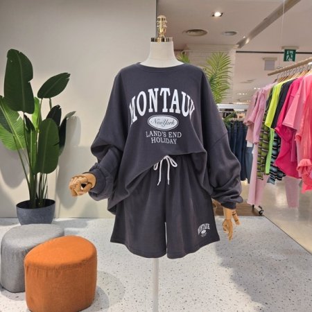 루즈핏 몬탁프린팅 반바지세트