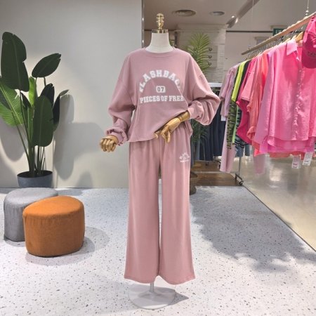 밑단 스트링 프리 와이드팬츠세트