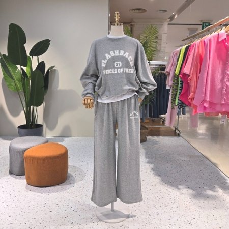 밑단 스트링 프리 와이드팬츠세트