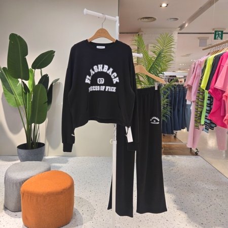 밑단 스트링 프리 와이드팬츠세트