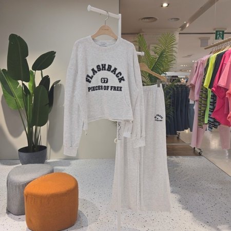 밑단 스트링 프리 와이드팬츠세트