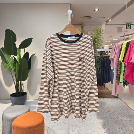 루즈핏 마크 컬러단가라 티셔츠