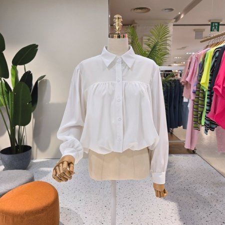 밑단밴드 셔링 카라셔츠