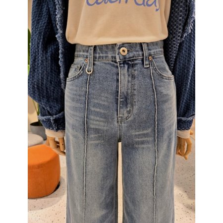 스판 와이드 세로삥 데님팬츠