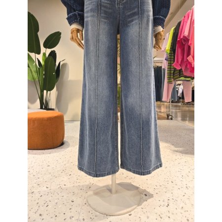 스판 와이드 세로삥 데님팬츠