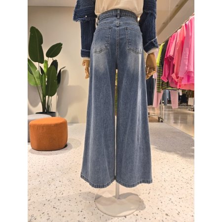 스판 와이드 세로삥 데님팬츠