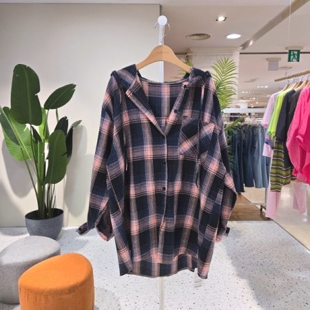 루즈핏 톡톡 샤인체크 후드남방