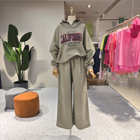 바스락 캘리후드 팬츠세트