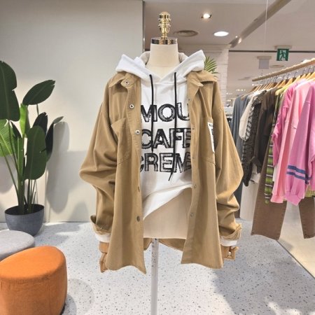 루즈핏 넘버라벨 면셔츠 자켓