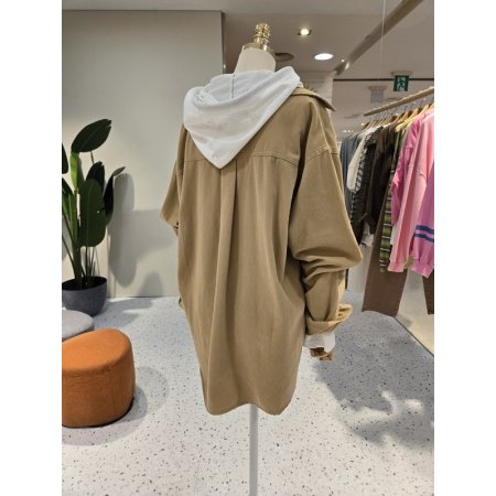 루즈핏 넘버라벨 면셔츠 자켓