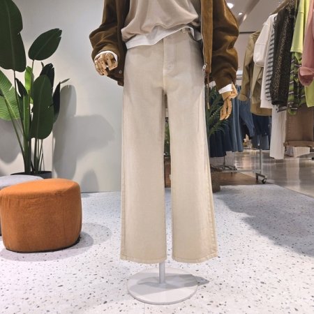 컬러 다잉 면스판 일자 팬츠