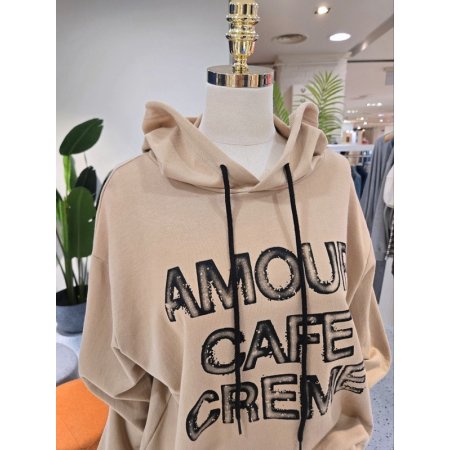 카페 레터링 후드티셔츠
