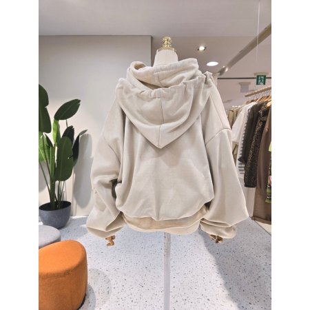 스웨이드 볼륨 주름 후드점퍼