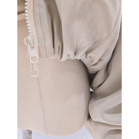 스웨이드 볼륨 주름 후드점퍼