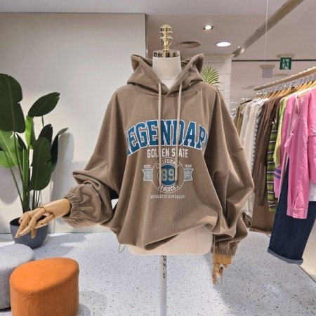 밑단스트링 골덴 후드맨투맨