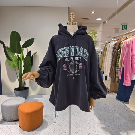 밑단 스트링 골덴 후드맨투맨