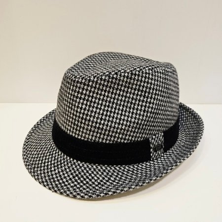 엘르 모직체크 중절모 BK