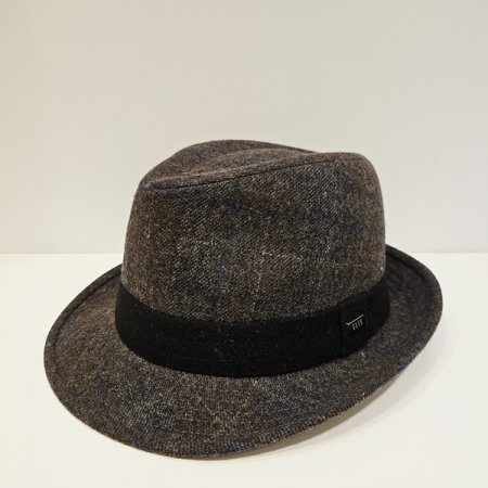 엘르 모직체크 중절모 BR