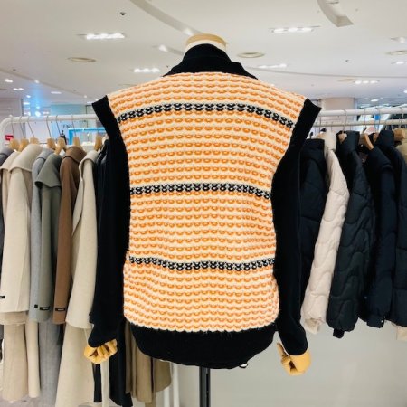 배색 짜임 조끼