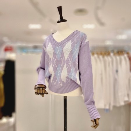 쥬시 체크 니트