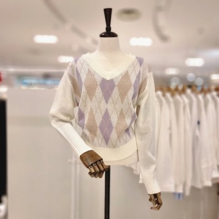 쥬시 체크 니트