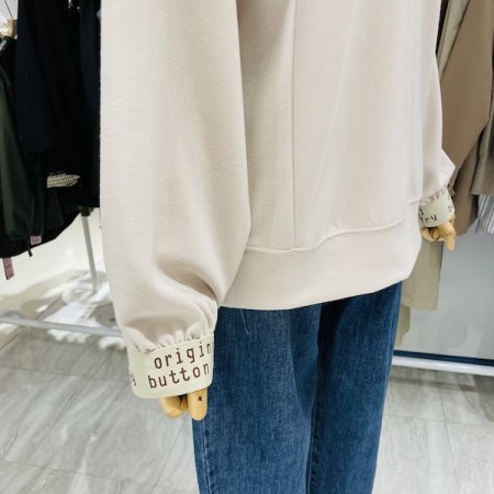 레터링 소매 배색 티셔츠