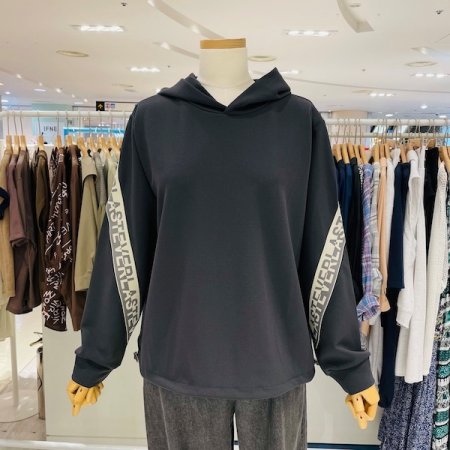 소매 레터링 후드 티셔츠